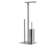 Sealskin Square Portarrollos con Escobillero, Metal, Cromo, 27,5x73,5x19,8 cm