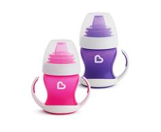 Munchkin Vaso de Aprendizaje para BebÃ©, Set de Vasos con Boquilla, Asas y Tapa, Vaso Antiderrame Libre de BPA, Apto para Lavavajillas, BebÃ©s a Partir de 4 Meses, Lote de 2 x 118Â ml, Morado/Rosa