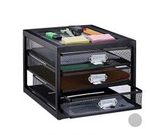 Relaxdays, Negro, 23 x 27,5 x 35,5 cm Organizador Escritorio con 3 cajones para Documentos a4, Acero