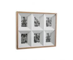 Versa Portafotos con 6 Ventanas, Madera, Blanco, 50.30x5.00x59.40 cm