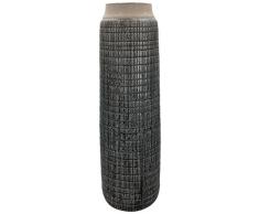Moycor Tian Relieve Jarrón Grande, Cerámica, Gris, 25x25x80