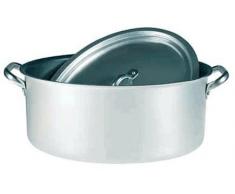 Agnelli Cacerola Ovalada y Tapa en Aluminio, 2 manijas de Acero Inoxidable, Plata