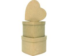 Decopatch en Forma de corazÃ³n Cajas de tamaÃ±o pequeÃ±o, 3 Unidades, marrÃ³n
