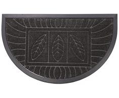 Deco Tapis - 1740159, Tapete Entrada Media Luna, 45 X 75 Cm, Demi,Lune Feuilles, Alfombra De Entrada, Negro