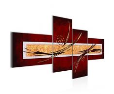 Runa Art 100841b - Cuadro de pared abstracto (200 x 100 cm, lienzo de fieltro, tamaÃ±o XXL, 4 piezas, fabricado en Alemania, listo para colgar), color rojo