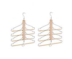 Relaxdays Pack de 2 Perchas Múltiples Ahorra Espacio, Madera y Metal, Beige, 49 x 42.5 x 2.5 cm