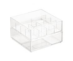 InterDesign - Juego de organizadores de escritorio (apilables, 10 x 10 x 14,5 cm), transparente, 15 cm x 15 cm x 9,5 cm