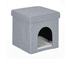 Relaxdays Casa Cueva Gato Taburete Cubo, Cama con CojÃn Perros Pequeños, Refugio Mascota, 38,5 x 37 x 37 cm, Gris Claro