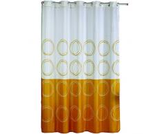 MSV cortina de ducha de poliéster 140786 redonda de plástico blanco/dorado, 180 x 200 x 0,1 cm - incluye 12 anillas para barra de cortina