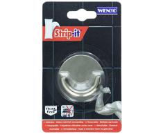 WENKO Strip-It gancho de pared Rondo acero inox - set de 2, Acero inoxidable, 5.3 x 2.5 x 5.3 cm, Mate