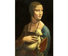 Legendarte Cuadro Lienzo, Impresión Digital - La Dama del Armiño Leonardo Da Vinci, cm. 60x80 - Decoración Pared