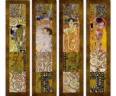 Legendarte Cuadro Lienzo, ImpresiÃ³n Digital - Pinturas Klimt - ComposiciÃ³n 1, cm. 100x100 (4 Paneles) - DecoraciÃ³n Pared