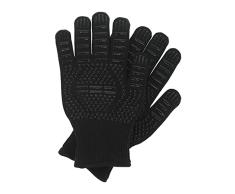 Relaxdays Barbacoa, 1 Par, Resistentes al Calor hasta 350 Â°C, Guantes Largos con Revestimiento Silicona, Negro, 60% poliÃ©ster 40%, Set de 2