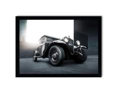 Cuadro en marco, póster moderno, pared artÃstica, varios temas 50 x 70 cm (coche antiguo negro)