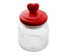 Sabichi Tarro de cristal con tapa de corazón, color rojo, 600 ml