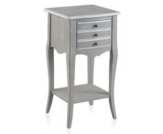 GEESE Mesita con 3 Cajones y Estante, Madera, Gris, 35x37.5x70 cm