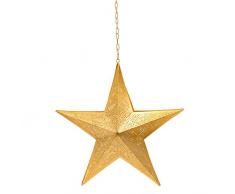 Lámparas y luz, hierro, lámpara colgante hecha a mano geométrica Pentagram, estrella de Navidad, marroquí/marrakech lámpara de techo con batería de 40 LED cuerda, 48 x 10 x 48 cm, color dorado