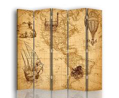 Legendarte - Biombo Viajes A AmÃ©rica - Separador de Ambientes para Interiores cm. 180x170 (5 x)