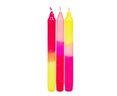 Talking Tables - Velas cÃ³nicas para cena sin perfume, color rosa neÃ³n, naranja y amarillo, paquete de 3