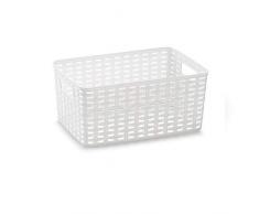 PLASTIC FORTE Rattan Cesta, Blanco, 22 x 33 x 16
