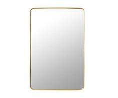 LW Collection Espejo de Pared Rectangular Dorado de 61 x 91 cm, Espejo Grande de Metal, Espejo Industrial para Sala de Estar, Pasillo, baÃ±o