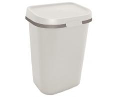 Allibert 214906 Mistral - Papelera con tapa (polipropileno, 33,2 x 26,7 x 45,7 cm), color plateado y blanco