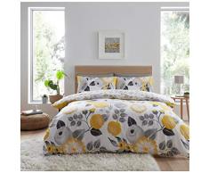 Gaveno Cavailia Fabulous Floral Flair-Juego de Cama con Funda de Almohada, Reversible, polialgodón, Color Amarillo Neve, algodón poliéster, Matrimonio