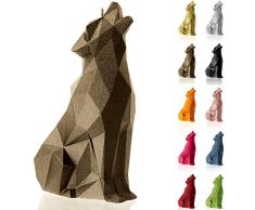 Candellana Hecho a Mano Wolf Low-Poly Vela de Regalo - Divertida - Vela Decorativa - Decoración del Hogar - Regalos para Amigos - Mecha de Algodón - Tiempo de Quemado 35h - Vela Brass