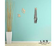 L:A:S Laser Art Style - Perchero de Pared Moderno para Entrada W-KIT-402, Madera, Natural, 13 x 19/8 x 10/11 x 12