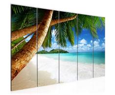 Cuadro de pared de 200 x 80 cm con diseño de palmeras de la playa, lienzo de fieltro de tamaño XXL con 5 piezas, fabricado en Alemania, listo para colgar, 608555a