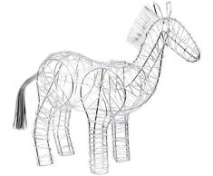 Maturi - Figura Decorativa de Caballo galvanizado, Color Plateado