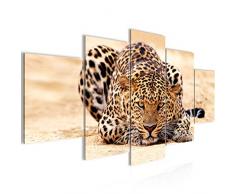 Runa Art imágenes africanas Leopard Wandbild 200 x 100 cm Vlies - lienzo XXL formato Wandbilder salón vivienda Deko Kunstdrucke amarillo 5 piezas - Made in Germany - terminado de colgar 000351b