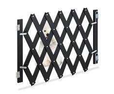 Relaxdays Barrera Seguridad NiÃ±os BambÃº, Valla Escaleras Plegable hasta 108,5cm, 47,5-60cm Alto, Reja Mascotas, Negro