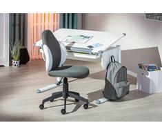 Inter Link Silla de Escritorio Infantil giratoria con Funda de Malla en la combinación de Colores Gris Oscuro y Blanco, plástico, 52 x 56 x 94-104 cm