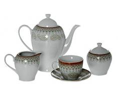 DONREGALOWEB Set - Juego de café de 15 Piezas de Porcelana con Dibujo de Cachemir en Tonos Marrones