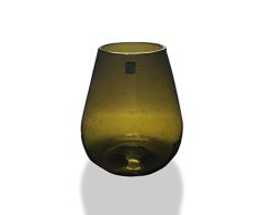Maison Zoe - JarrÃ³n de Cristal Reciclado Dora - Oliva - PequeÃ±o - DiÃ¡metro â 14 cm - Altura â 18 cm - 100% Hecho a Mano - JarrÃ³n soplado a Mano - JarrÃ³n Decorativo - JarrÃ³n de Mesa