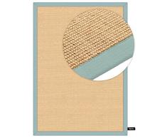 benuta Sisal Teppich mit Bordüre Blau 120x180 cm | Naturfaserteppich für Flur und Wohnzimmer Alfombra, Azul, 120 x 180 cm