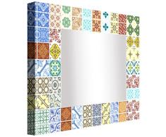 Ccretroiluminados Azulejo Portugues PequeÃ±os Espejo de BaÃ±o con Luz, AcrÃ­lico, Multicolor, 80x80x5,3 cm