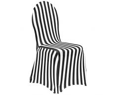 CV Linens 7063us - Funda para Silla de Banquete de Elastano, 86 cm x 46 cm, Color Blanco y Negro, 1 Pieza