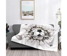 Minalo Manta Ligera y Ultra Suave de Forro Polar, cÃ¡lida, Pelota de fÃºtbol 3D, Microfibra para Todas Las Estaciones, Sala de Estar, Dormitorio, sofÃ¡ Cama, edredÃ³n de Franela, 80 x 60 cm