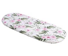 Sábana Bajera Ajustable para Cochecito de bebé, 86 x 40 cm, 100 % algodón, con diseño de Flores Rosas