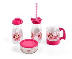 gnp Juego de 4 Piezas de Cristal y plÃ¡stico Decorados de Color Rosa. DecoraciÃ³n de Mesa.