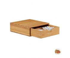 Relaxdays Organizador de escritorio, Bambú, Organizador de cajones, Natural, Marrón , 10 x 29,5 x 30 cm