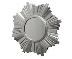 DRW - Espejo de Pared Redondo Plateado con Forma de Sol 112x3,5 cm