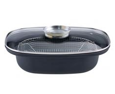 GSW 414593 - Fuente para asar (39 x 25 cm, acero al carbono, acero inoxidable y cristal), color negro