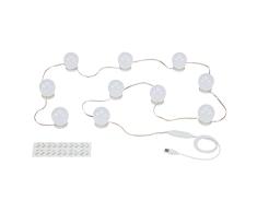 Briloner Leuchten - Luz de espejo LED, lÃ¡mpara de espejo regulable, 10 focos, control de la temperatura cromÃ¡tica, con cable USB, con adhesivos, mÃ¡x. 6 W, 600 lumen, blanca, 4000 mm (largo)