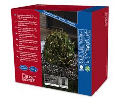Konstsmide clústers de luz LED, con sensor de luz y 6 horas y 9 horas temporizador, para exteriores IP44, 480 diodos de luz blanca cálida, funciona con pilas, cable negro, 4 x D 1,5 V no 3736-100
