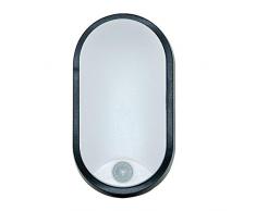LUCECO EBEO10P40-01 - Aplique led ovalado negro/blanco 700lm 10W 4000K ip54 con pir