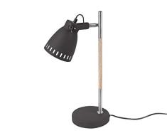 Leitmotiv LM1624 LÃ¡mpara de Mesa Mingle Iron ImpresiÃ³n en Madera NÃ­quel, Negro, 40 W