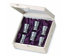 Artina 13130 - Juego de 6 Vasos de Licor en Caja de Madera diseÃ±o de rubÃ­es